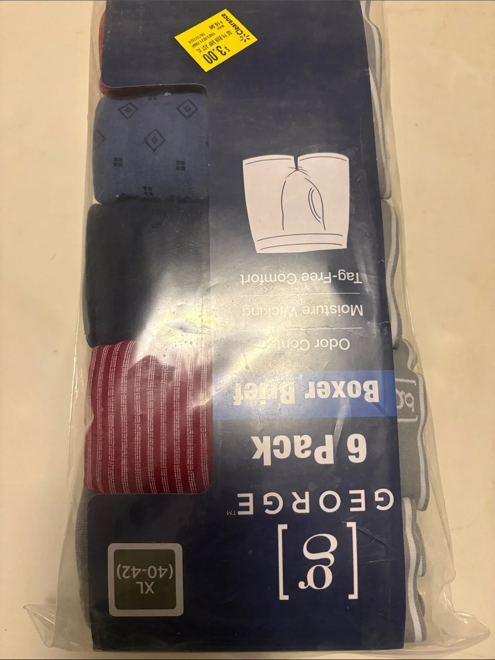 George Men's 6-Pack Boxer Briefs - Red & Blue